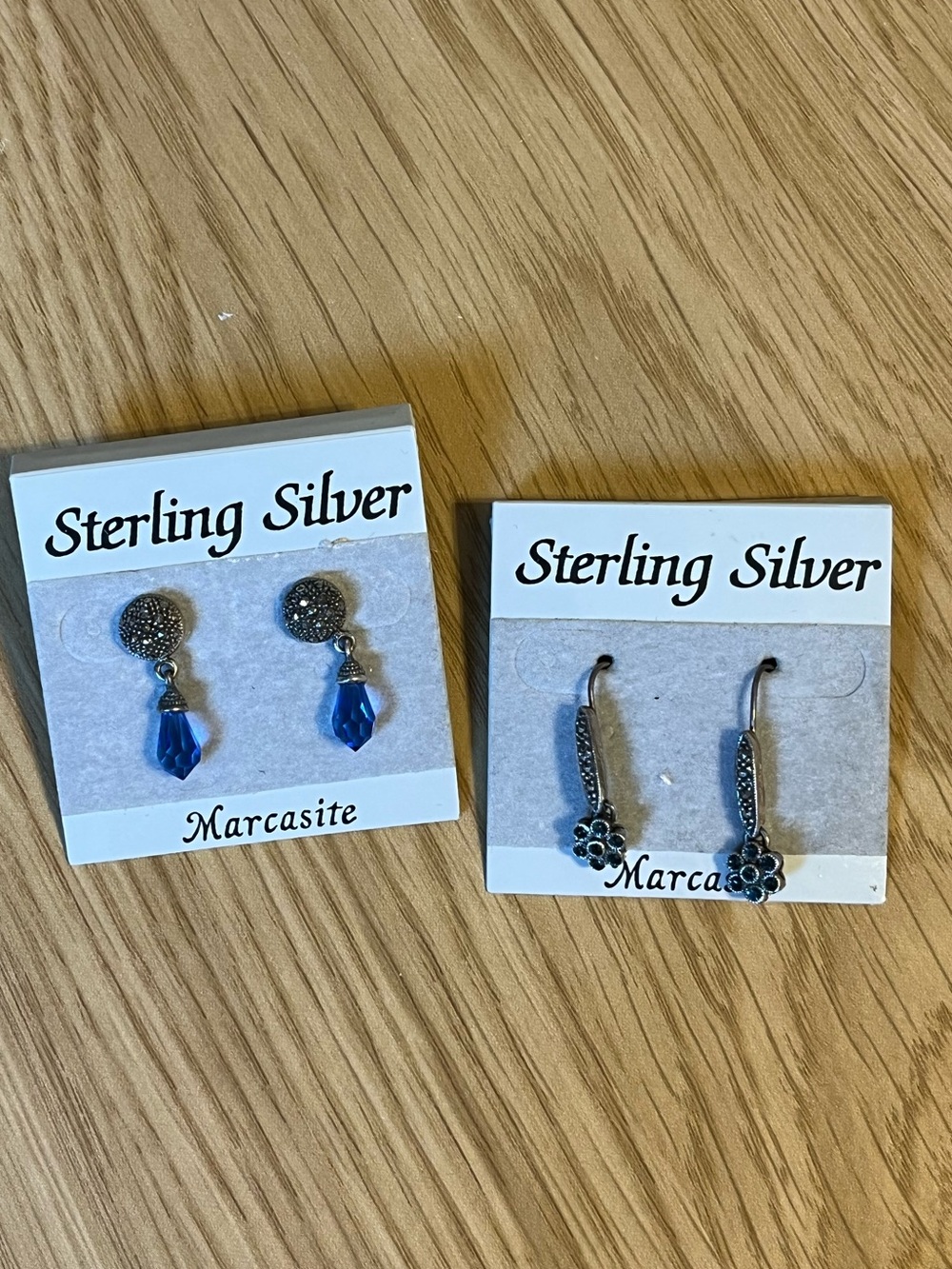 Sterling silver blue marcasite earring bundle
